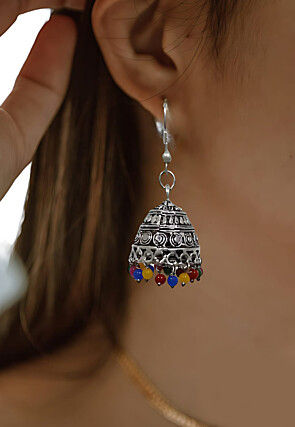 Oxidised Stone Studded Earrings