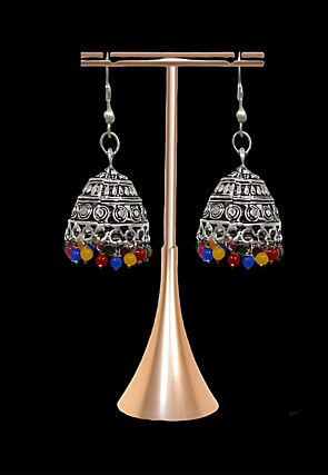 Oxidised Stone Studded Earrings