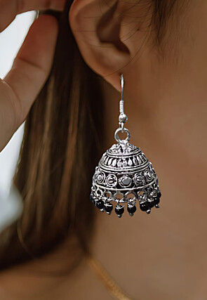 Oxidised Stone Studded Earrings
