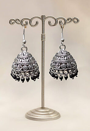 Oxidised Stone Studded Earrings