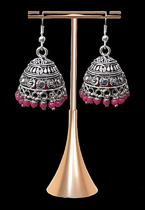 Oxidised Stone Studded Earrings