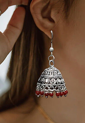 Oxidised Stone Studded Earrings