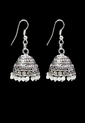 Oxidised Stone Studded Earrings