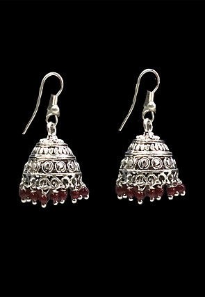 Oxidised Stone Studded Earrings