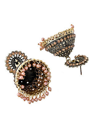 Oxidised Stone Studded Jhumka Style Earrings