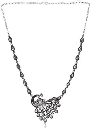Oxidised Stone Studded Peacock Style Necklace Set