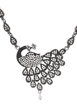 Oxidised Stone Studded Peacock Style Necklace Set