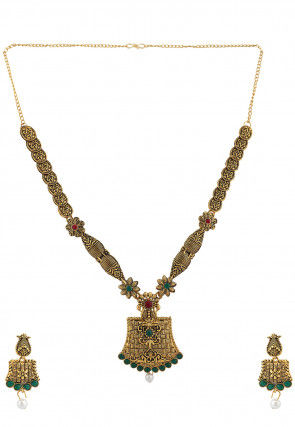 Oxidised Stone Studded Necklace Set