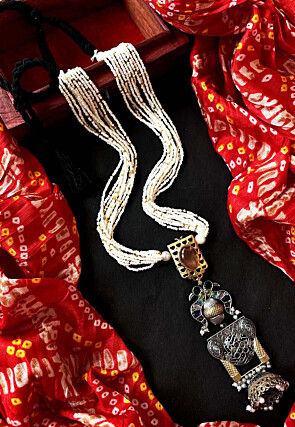 Oxidised Stone Studded Necklace