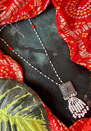 Oxidised Stone Studded Necklace