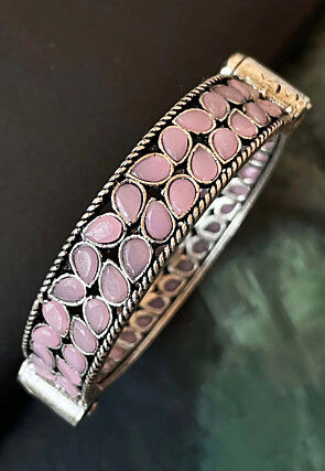 Oxidised Stone Studded Openable Bangle