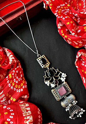 Oxidised Stone Studded Pendant