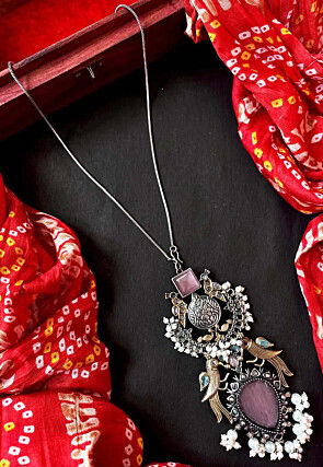 Oxidised Stone Studded Pendant