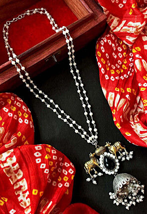 Oxidised Stone Studded Pendant