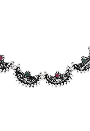 Oxidised Stones Studded Choker Necklace Set