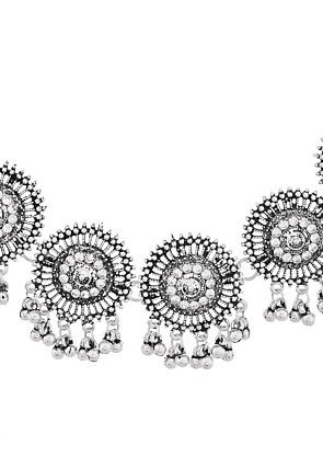 Oxidised Stones Studded Choker Necklace Set