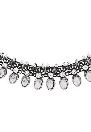 Oxidised Stones Studded Choker Necklace Set