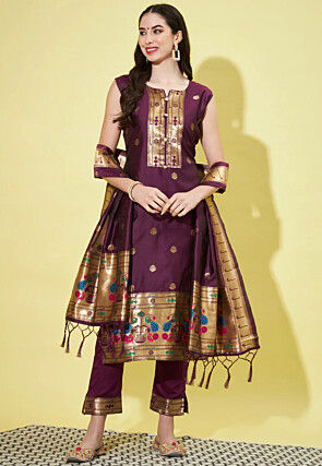 Paithani Art Silk Pakistani Suit in Purple