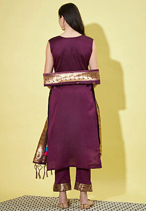 Paithani Art Silk Pakistani Suit in Purple