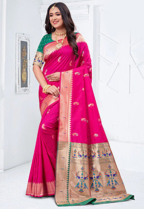 Paithani Silk Saree in Fuchsia
