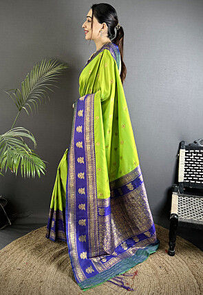 Woven Art Silk Saree in Light Green
