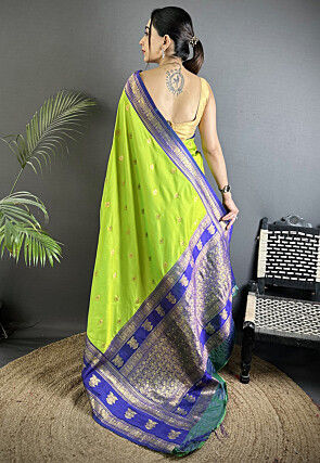 Woven Art Silk Saree in Light Green