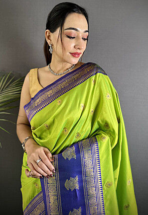 Woven Art Silk Saree in Light Green