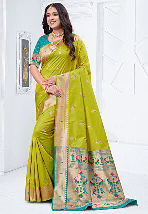 Paithani Silk Saree in Light Green