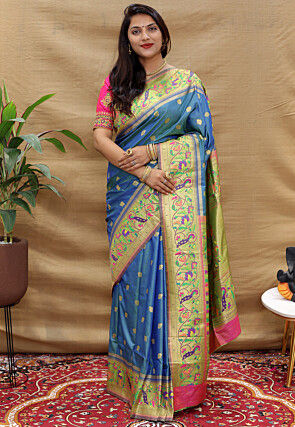 Paithani Silk Saree in Blue