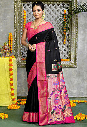 Paithani Pure Silk Saree in Black