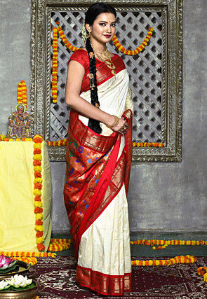 Paithani Pure Silk Saree in Cream