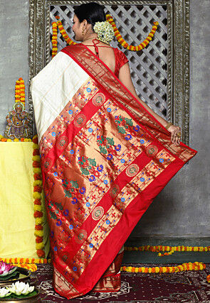 Paithani Pure Silk Saree in Cream
