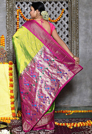 Paithani Pure Silk Saree in Green