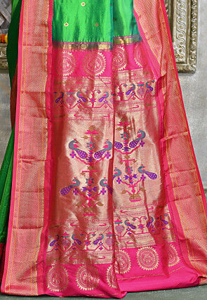 Paithani Pure Silk Saree in Light Green