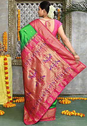 Paithani Pure Silk Saree in Light Green