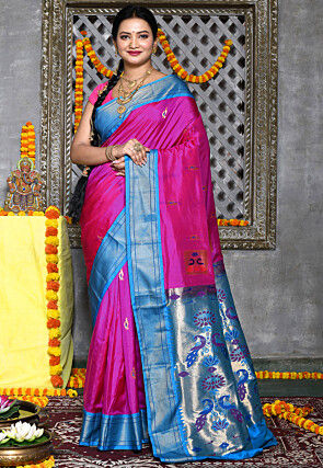 Paithani Pure Silk Saree in Magenta