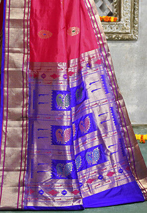 Paithani Pure Silk Saree in Pink