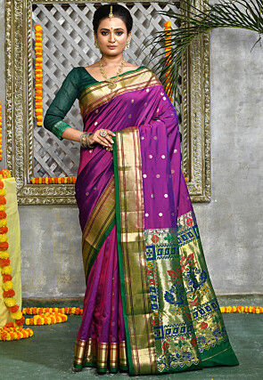 Paithani Pure Silk Saree in Purple