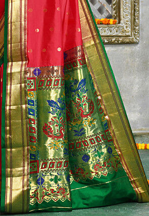 Paithani Pure Silk Saree in Red