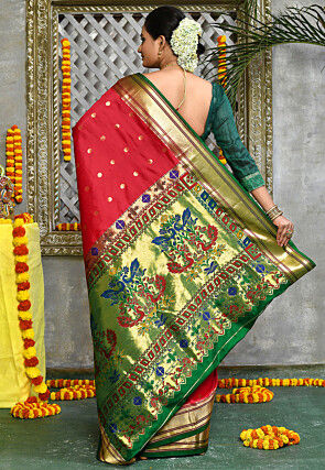 Paithani Pure Silk Saree in Red
