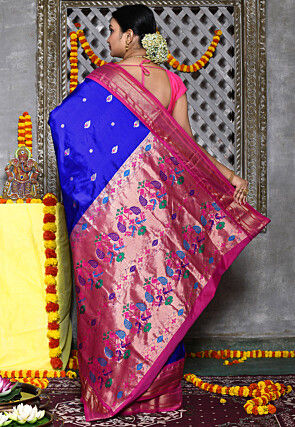 Paithani Pure Silk Saree in Royal Blue