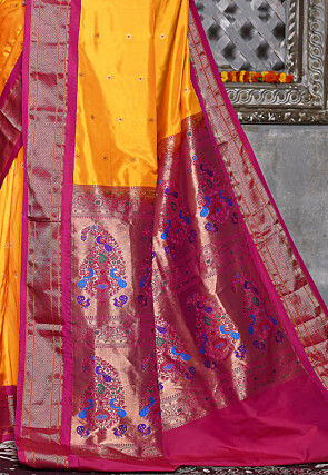 Paithani Pure Silk Saree in Yellow