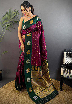 Woven Saree in Dark Purple
