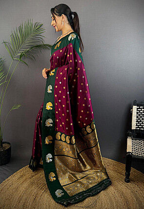 Woven Saree in Dark Purple