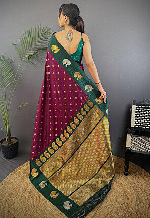 Woven Saree in Dark Purple