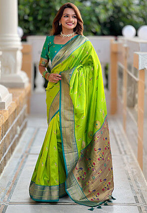 Green - Paithani - Collection of Indian Dresses, Accessories & Clothing in Ethnic Fashion Green - Paithani - Collection of Indian Dresses, Accessories & Clothing in Ethnic Fashion