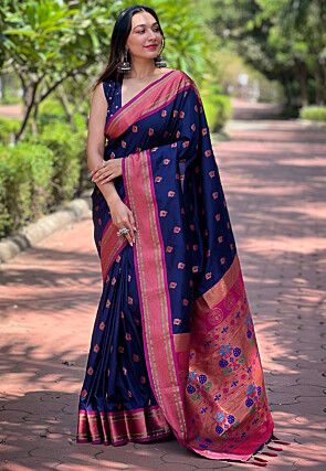 Paithani Saree in Navy Blue
