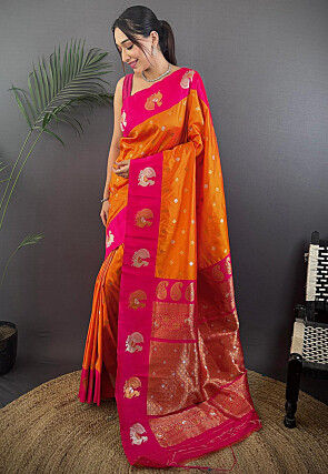 Woven Saree in Orange