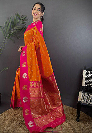 Woven Saree in Orange