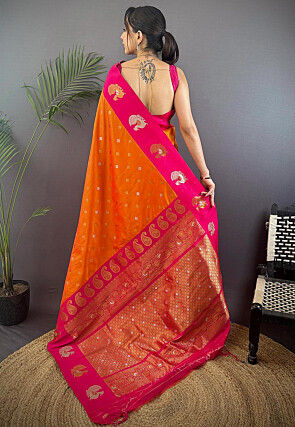 Woven Saree in Orange